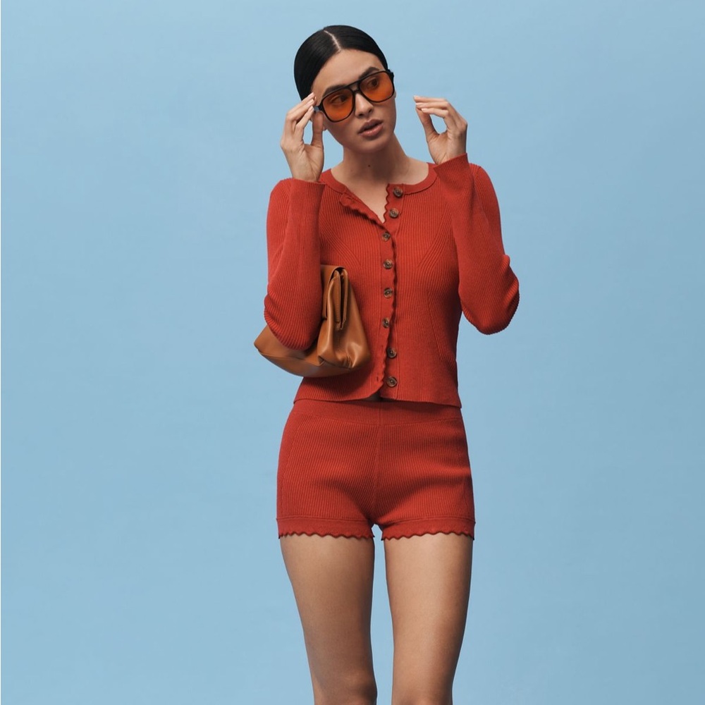 Maeve Scalloped Sweater Knit Shorts